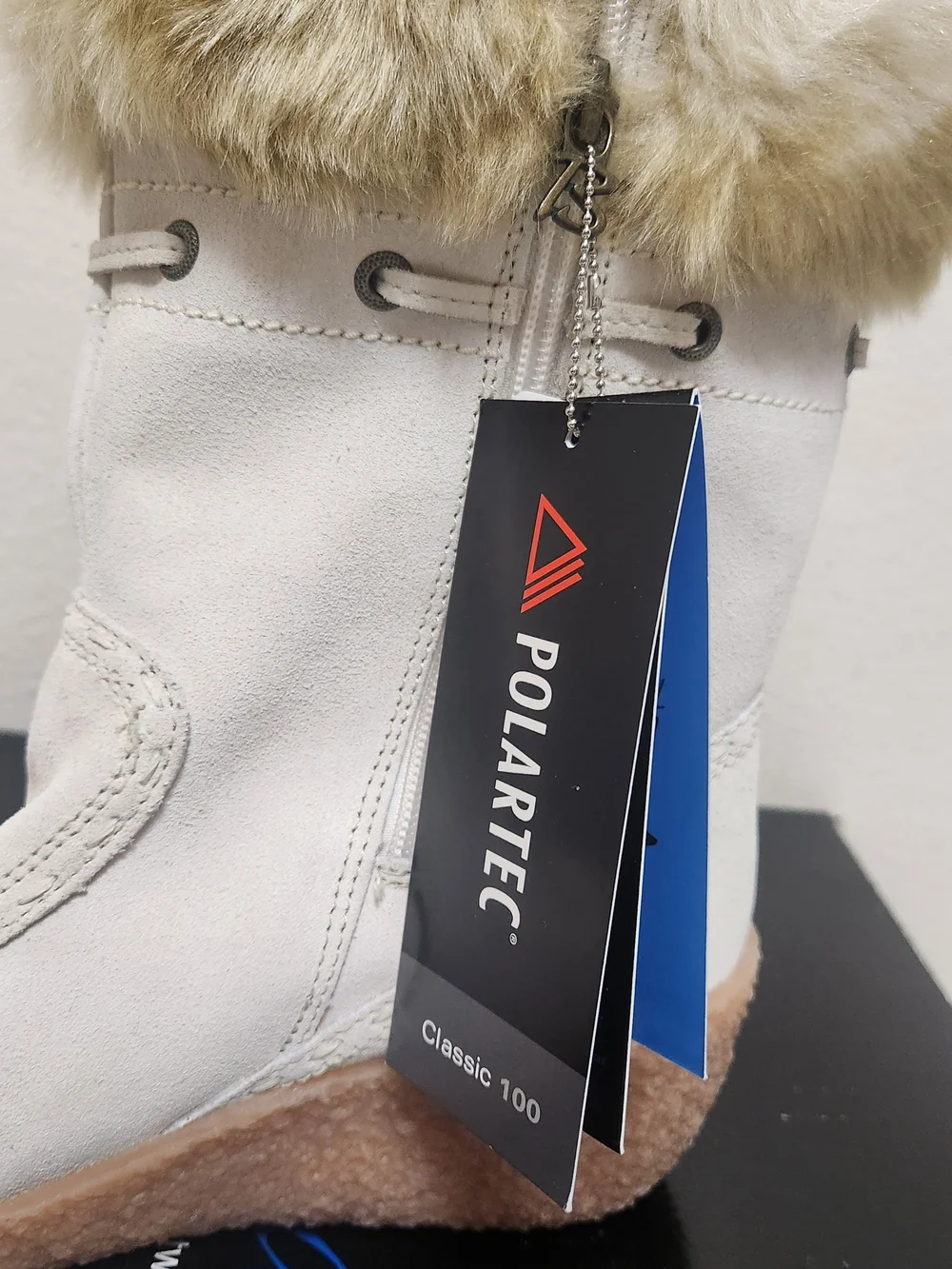 NEW Vtg Brilliant Suede Faux Fur Apres-Ski Boots 8.5 Ivory Polartec Thermolite